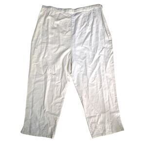 White Linen Blend Pants with Bead Detailing